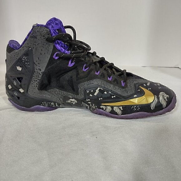 Nike Lebron 11 Anthracite, Metallic Gold Purple Venom Sneakers Size 9.5 - Picture 7 of 13